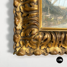 Load image into Gallery viewer, Oil painting with golden plaster frame, 1950s
