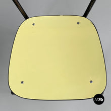 Charger l&#39;image dans la galerie, Chair in light yellow laminate and black metal, 1960s
