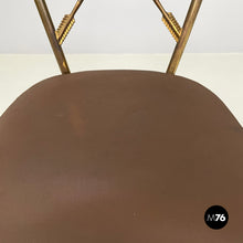 画像をギャラリービューアに読み込む, Chair in brass and brown fabric, 1950s
