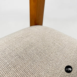 Chairs in wood and beige fabric, 1970s