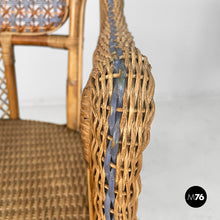 Load image into Gallery viewer, Chairs in rattan and light blue rattan, early 1900s
