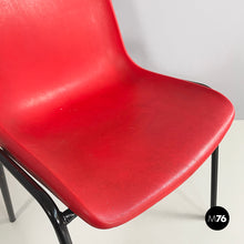 Carica l&#39;immagine nel visualizzatore di Gallery, Stackable chairs in red plastic and black metal, 2000
