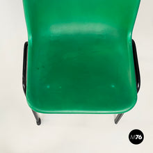 Load image into Gallery viewer, Stackable chairs in green plastic and black metal, 2000s
