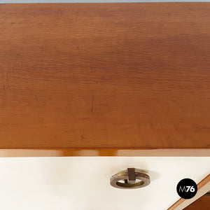 Sideboard in wood, brass and glass, 1940s
