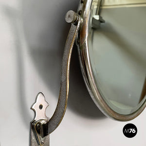 Wall mirror with shelf in glass and metal, 1930s