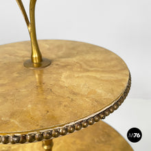 Load image into Gallery viewer, Coffee table in brass and wood with marble effect, 1960s
