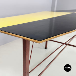 Dining table in wood, formica and iron, 1950s