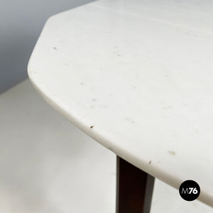 Dining table in marble, wood and bass, 1960s