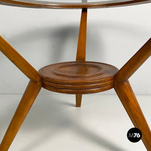 Load image into Gallery viewer, Coffe table in wood and decorated glass, 1950s
