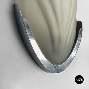 Shell-shaped wall lamps in glass and metal, 1930s