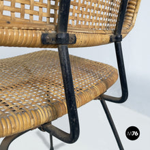将图片加载到图库查看器，Rattan and black metal chairs, 1960s
