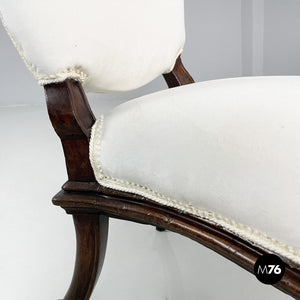 Wooden and white fabric armchairs, 1930s