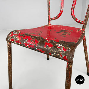 Red metal chairs, 1940s