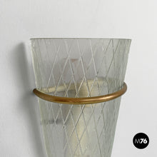 Load image into Gallery viewer, Conical glass and metal wall lamps, 1950s
