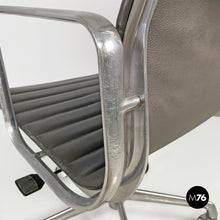 Load image into Gallery viewer, Dark grey leather office chair by Charles and Ray Eames for ICF, 1970s
