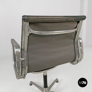 Dark grey leather office chair by Charles and Ray Eames for ICF, 1970s