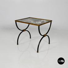 Load image into Gallery viewer, Stackable metal and glass coffee tables, 1940s
