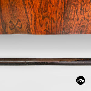 Desk in wood, black metal and brass, 1960s