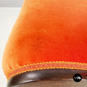 Chair in orange velvet and dark wood, 1950s