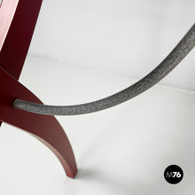 画像をギャラリービューアに読み込む, Console in burgundy wood and metal, 1980s
