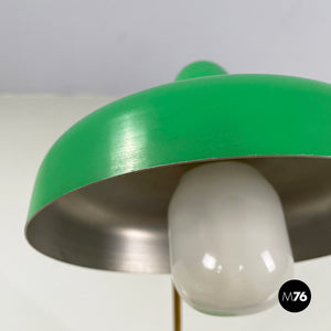 Adjustable table lamp in green metal and brass, 1950s