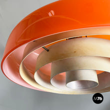Carica l'immagine nel visualizzatore di Gallery, Chandelier in orange glass and white metal, 1970s
