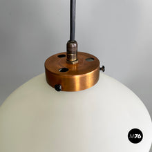 将图片加载到图库查看器，Three-light chandelier in glass and black metal, 1950s
