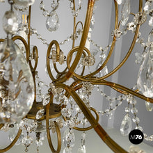 Carica l&#39;immagine nel visualizzatore di Gallery, Glass drop chandelier with brass structure, 1900-1950s
