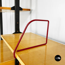 Load image into Gallery viewer, Modular bookcase in wood and black metal, 1960s
