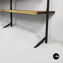 将图片加载到图库查看器，Bookcase in wood, brass and black metal, 1960s
