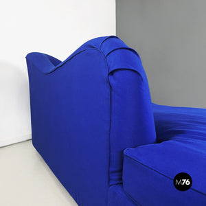 Rounded sofa in electric blue fabric by Maison Gilardino, 1990s