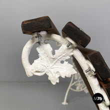 Load image into Gallery viewer, Wooden and white cast iron bench, 1930s
