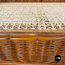 Load image into Gallery viewer, Two-seater outdoor bench in rattan, 1960s
