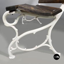 Load image into Gallery viewer, Wooden and white cast iron bench, 1930s
