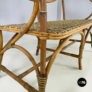 Two-seater outdoor bench in rattan, early 1900s