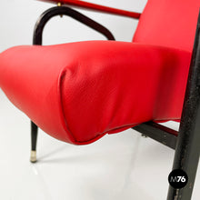 Load image into Gallery viewer, Armchair in red sky and black metal, 1960s
