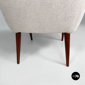 Armchairs in fabric and wood, 1940s