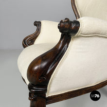 Load image into Gallery viewer, Armchairs in wood and white fabric, 1930s
