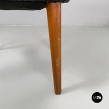Load image into Gallery viewer, Armchairs in black leather and wood, 1960s
