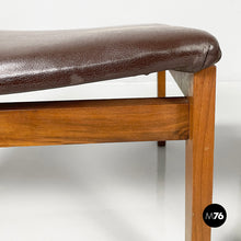 Load image into Gallery viewer, Poufs in brown leather and wood, 1960s
