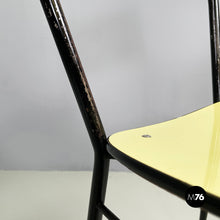 Charger l&#39;image dans la galerie, Chair in light yellow laminate and black metal, 1960s
