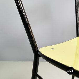 Chair in light yellow laminate and black metal, 1960s