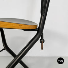画像をギャラリービューアに読み込む, Folding chair in black wood and metal, 1980s
