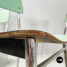 Load image into Gallery viewer, Chairs in aqua green formica and metal, 1960s
