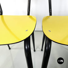 Load image into Gallery viewer, Chairs Paulista in yellow, red, black formica and black metal, 1960s
