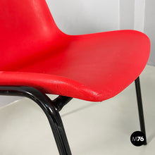 Load image into Gallery viewer, Stackable chairs in red plastic and black metal, 2000
