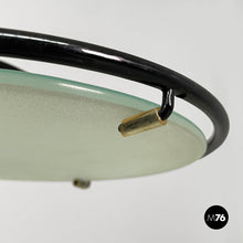 画像をギャラリービューアに読み込む, Coffe table with ashtray in black metal and glass, 1980s

