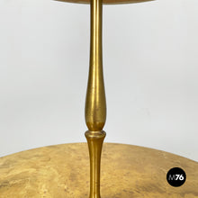 Load image into Gallery viewer, Coffee table in brass and wood with marble effect, 1960s
