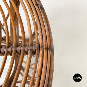 Round coffee table in rattan, 1960s