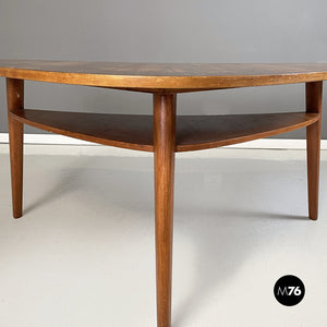 Triangular coffe table in solid wood, 1960s